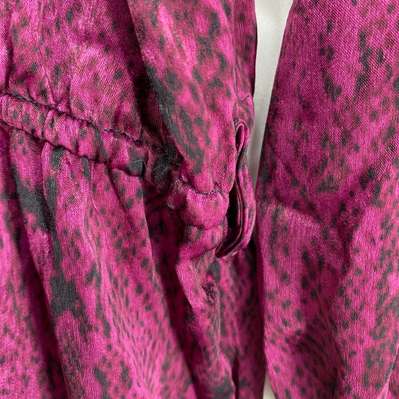 Black Tape Womens Plus Size X Ruffled Dress Magenta Snake Print Blouson Sleeve - Picture 11 of 12